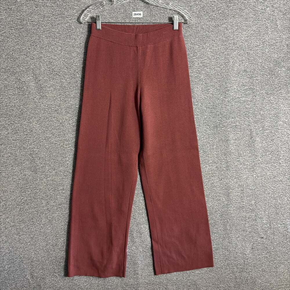 Peruvian Connection Women's Small Red Knit Pima Cotton Pull On Straight Pants